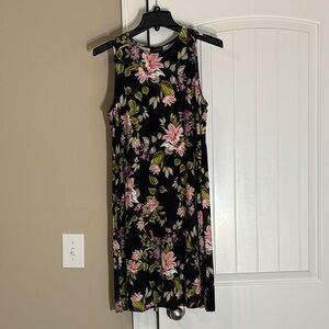 J. Jill Black Floral Midi Dress
